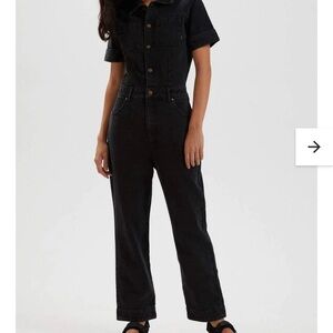 Afends organic Zuri black denim jumpsuit size Med